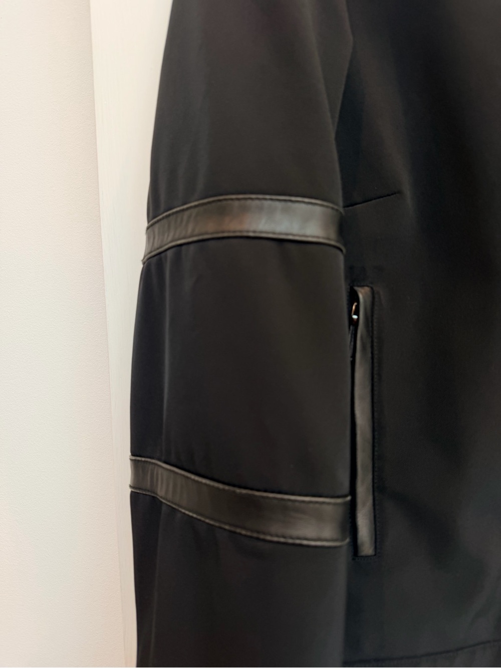 Vintage Carlisle Y2K Black Leather Accents Zip-Front Bomber Jacket Size 10 Med - Picture 8 of 11